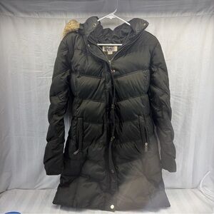 Michael Kors Black Puffer Coat with Tan Fur Hood